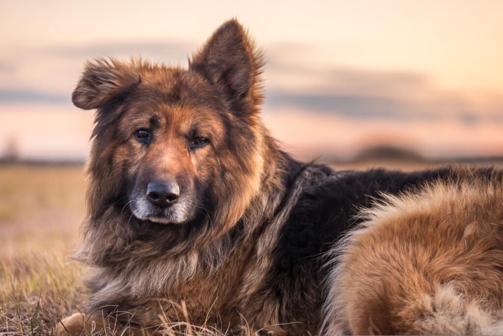 An older dog resting, the age group most often diagnosed with chronic kidney disease and prescribed a renal diet